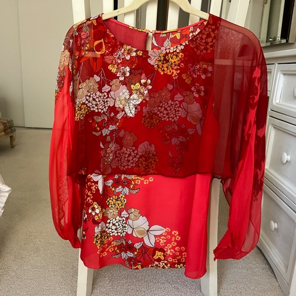 Silk Red Elie Tahari Blouse Size 0 - Picture 3 of 4